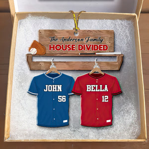 Personalized House United Family Baseball Christmas Wooden Ornament