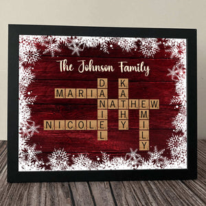 Family Christmas Decor Crossword Puzzle Art Personalized Frame