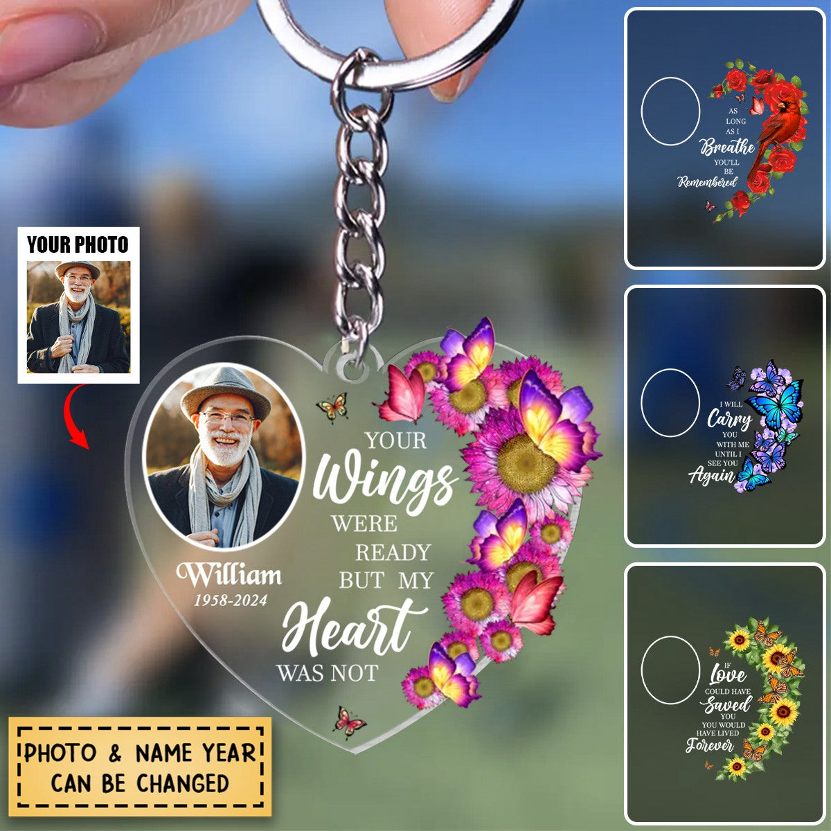 Personalized Sympathy Gift For Loss of Loved One Acrylic Keychain