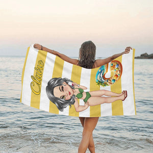 Summer Is Calling Beach Vacation Monogram -Personalized Beach Towel