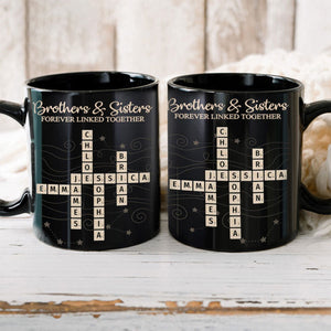 Brothers & Sisters Forever Linked Together Crossword Puzzle Art Personalized Mug