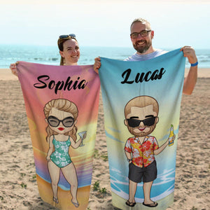 Tropical Summer Sunset - Personalized Beach Towel - Gift For Bestie/Friends/Sister