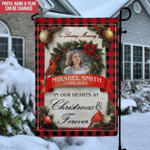 In Our Hearts At Christmas & Forever - Personalized Garden Flag, Memorial Gift