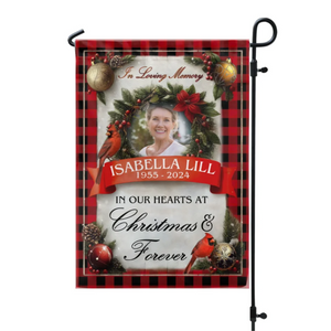 In Our Hearts At Christmas & Forever - Personalized Garden Flag, Memorial Gift