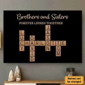 Brothers & Sisters Forever Linked Together Crossword Puzzle Art Personalized Poster, Gift For Brothers, Sisters, Siblings, Family