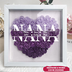 Personalized Mom Grandma Flower Shadow Box With Name