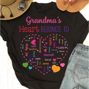 Personalized Gift For Grandma Heart Belongs To Pure Cotton T-Shirt