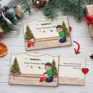 Baby's First Christmas 2024 - Personalized Family Wooden Slider Card Ornament