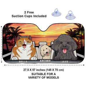 The Journey Of Life Is Sweeter When Traveled With A Dog - Dog & Cat Personalized Windshield Sunshade, Car Window Protector