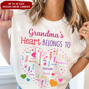 Personalized Gift For Grandma Heart Belongs To Pure Cotton T-Shirt