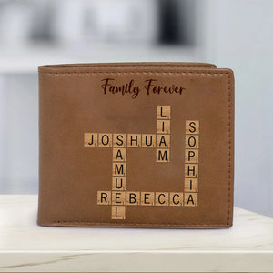 Personalized Family Crossword Genuine Premium Leather Card Wallet