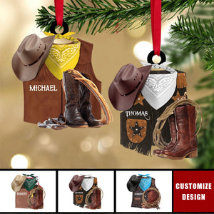 Cowboy Vest boots - Personalized Ornament Christmas Gift For Cowboy