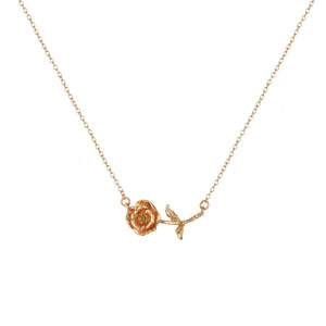 Birth Flower Necklace - Dainty Horizontal Flower Charm