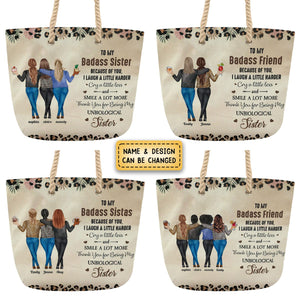 Because Of You I Laugh A Little Harder Friendship - Personalized Beach Bag