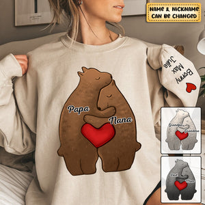 Personalized Family Bear Kids Heart Parents/Grandparents Sweatshirt