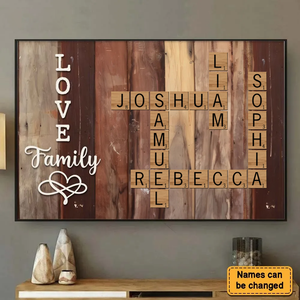 Personalized Family Crossword Art - Created In A Moment, Treasured Forever Poster