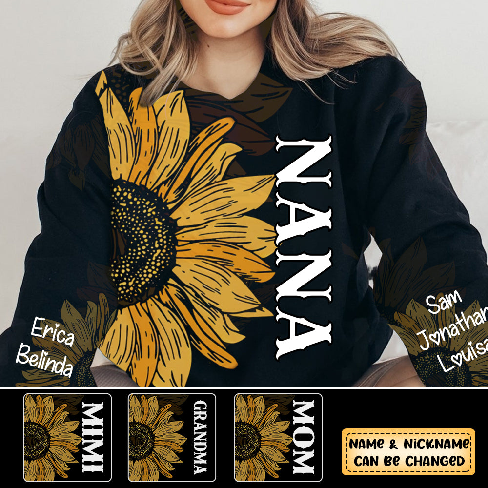 Personalized Grandma with Kids Sunflower Sweatshirt