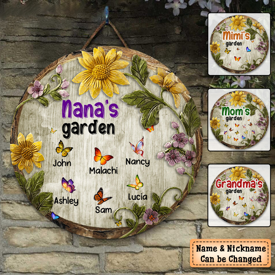 Personalized Mom/Grandma's Garden Butterfly Door Sign