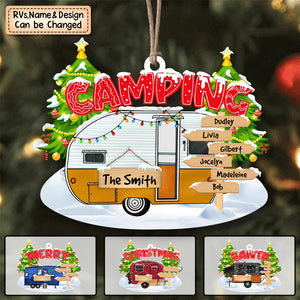 Personalized Merry Christmas Couple Camping Christmas Ornament, Gift For Camping Lover