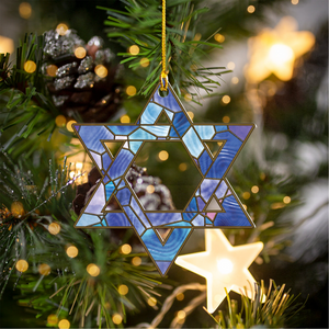 Acrylic Menorah and Star of David for Hanukkah Tree Custom Shaped Acrylic Ornament  Jewish and Christian Family Decorations