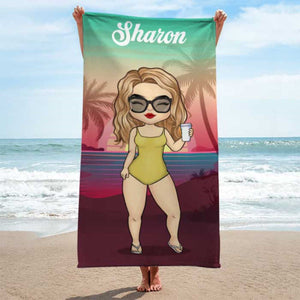 Tropical Summer Sunset - Personalized Beach Towel - Gift For Bestie/Friends/Sister