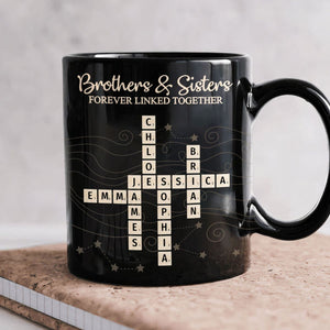 Brothers & Sisters Forever Linked Together Crossword Puzzle Art Personalized Mug