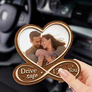 Drive Safe, I Love You - Couple Personalized Custom Photo Car Visor Clip - Christmas Gift For Husband Wife, Anniversary