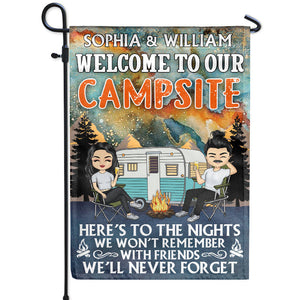 Personalized Here's To The Nights We Won't Remember - Gift For Camping Lovers Flag