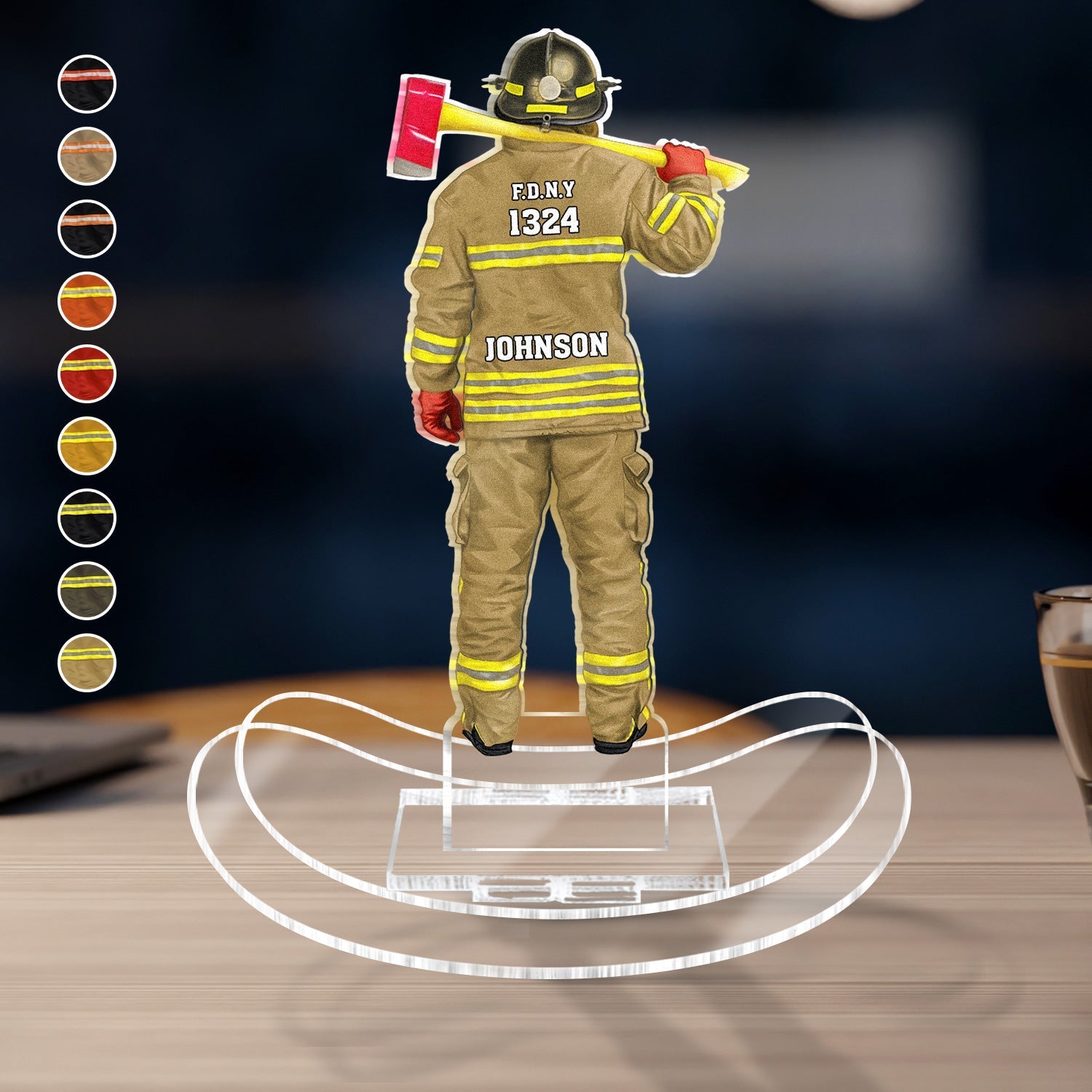 Personalized Firefighter Uniform Acrylic Shaking Stand