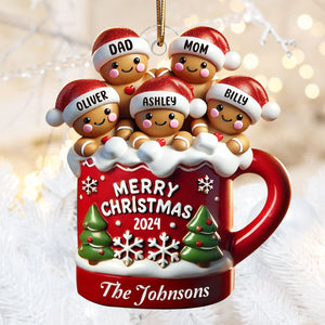 Cookie Family In Hot Cocoa Christmas Personalized Acrylic Ornament