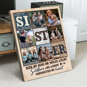 Personalized Sister Photo Collage Canvas Poster,Always Sister Gifts