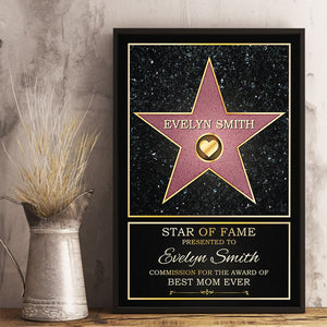 Personalized Star Of Fame, Best Mom, Best Dad Of The Year  Poster
