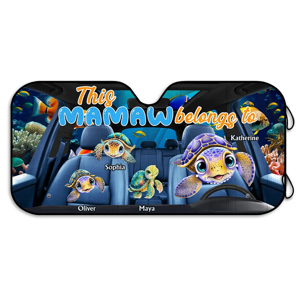 Personalized Auto Windshield Sunshade,  Car Window Protector - This Grandma Belongs To Turtle Summer