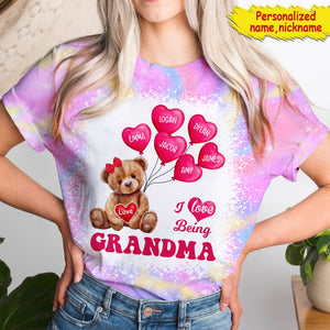 I Love Being Grandma Bear With Balloon Kids Personalized 3D T-shirt