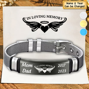 In Loving Memory - Memorial Gift For Family, Friend - Personalized Engraved Bracelet