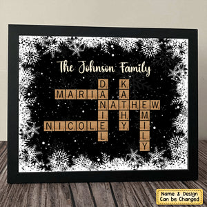 Family Christmas Decor Crossword Puzzle Art Personalized Frame