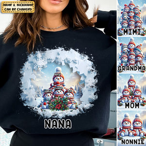 Personalized Christmas Snowman Crack Grandma Mom Kids Sweatshirt