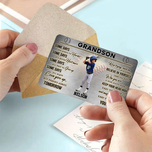 Personalized Baseball To My Son/Grandson-Believe In Yourself Metal Wallet Card