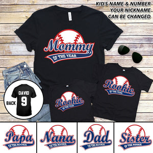 Personalized Mommy Daddy of the Rookie Baseball T-shirt