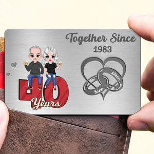 Doll Couple Heart Rings Gift For Him Personalized Metal Wallet Card