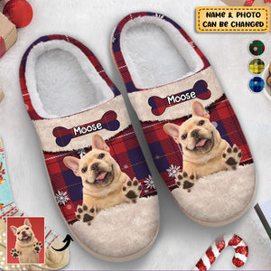 Xmas Cute Laughing Dog Lovers Personalized Plush Slippers