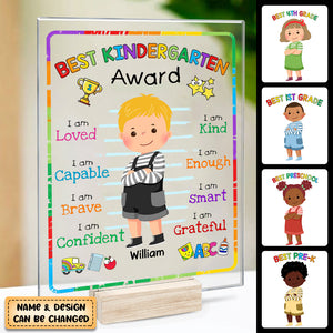 Personalized Gift For Kid Kindergarten Award Acrylic Plaque