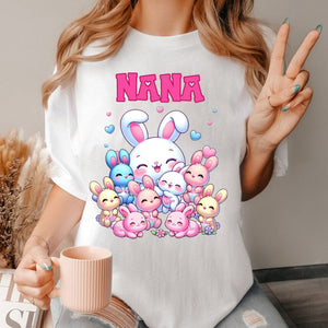 Personalized Easter Cute Rabbit Bunny Grandma T-shirt For Grandma Nana