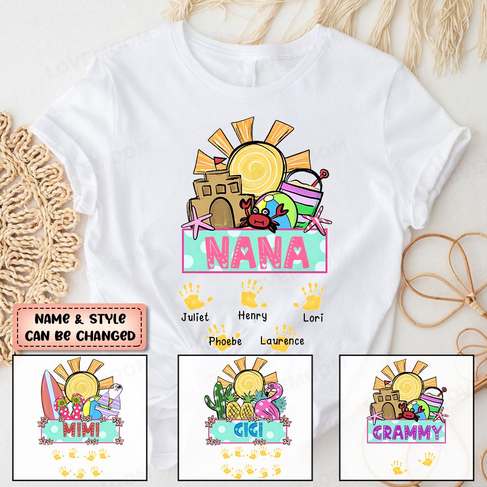 Personalized Summer Sunshine Handprint Grandma Kid T-Shirt