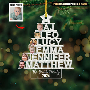 Custom Photo Gifts For Family Names Christmas Tree Ornament