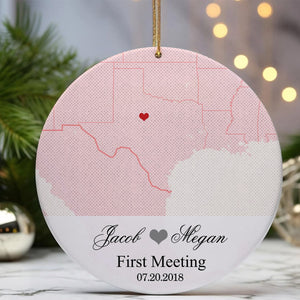 Engagement Ornament - Custom Map Gift Ceramic Ornament