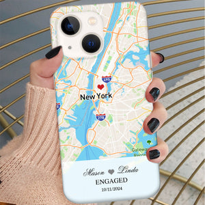 Engagement Phone Case - Custom Map Perfect Gift For Couple