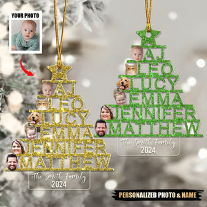 Custom Photo Gifts For Family Names Christmas Tree Ornament