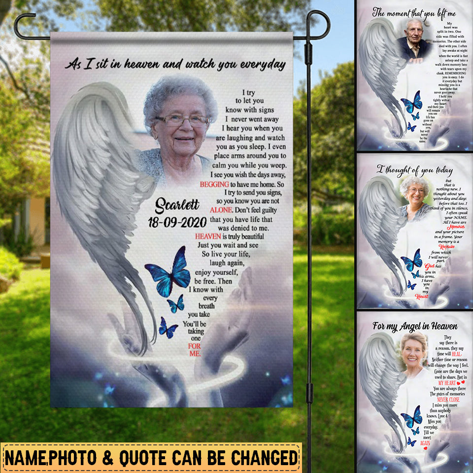 Personalized Angel Wings Of Loved Ones Custom Photo Memorial Flag