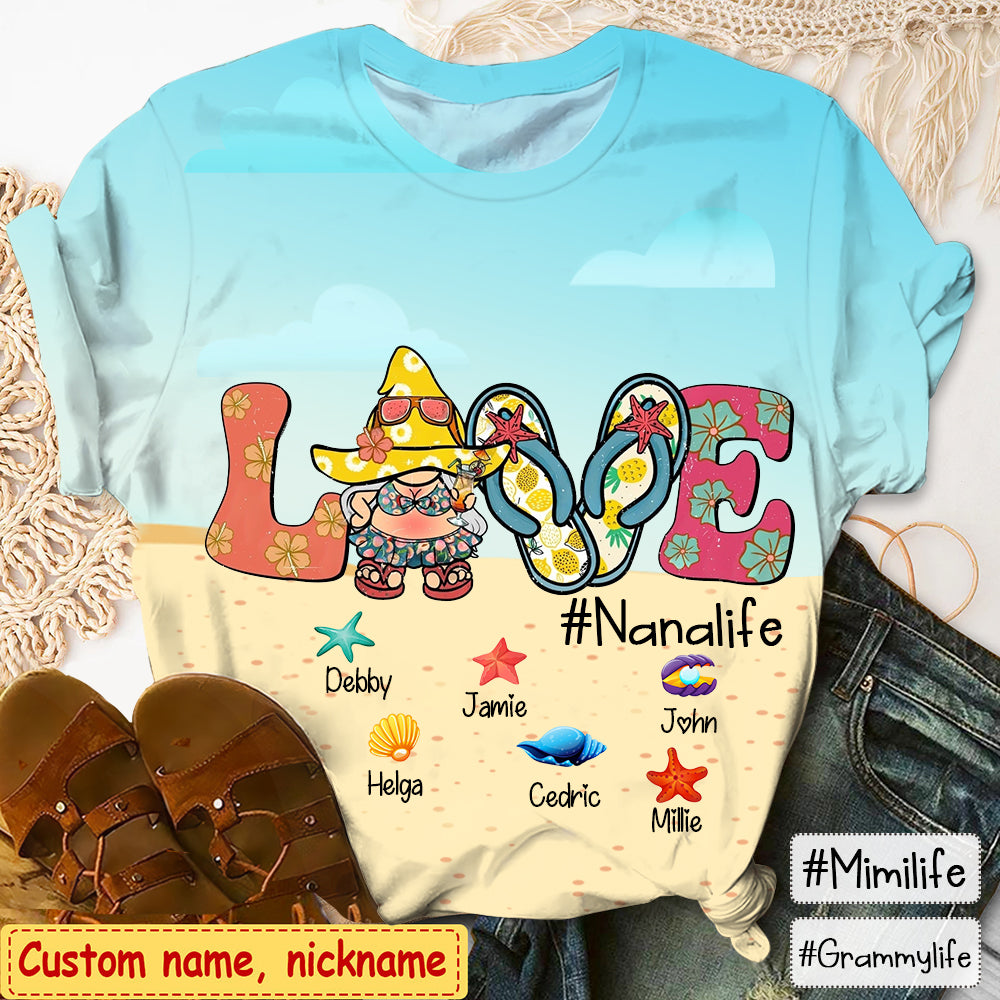 Personalized Love Grandma Life Summer Beach Vacation T-shirt
